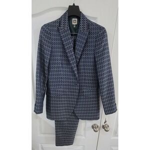 Anne Klein Women's Pleiades Combo Suit Navy Blue Jacket Size 12  Capri Size 14